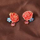 Four Leaf Flowers Enamel Earrings Jewelry Stud Earrings
