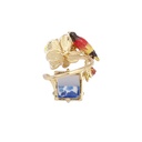 Bloom Peony Bird Gradient Colorful Stone Inlay Ring For Woman Adjustable Size