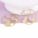 Golden Butterfly Circle Enamel Earrings Jewelry Earrings