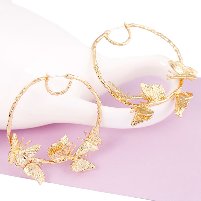 Golden Butterfly Enamel Earrings Jewelry Stud Earrings