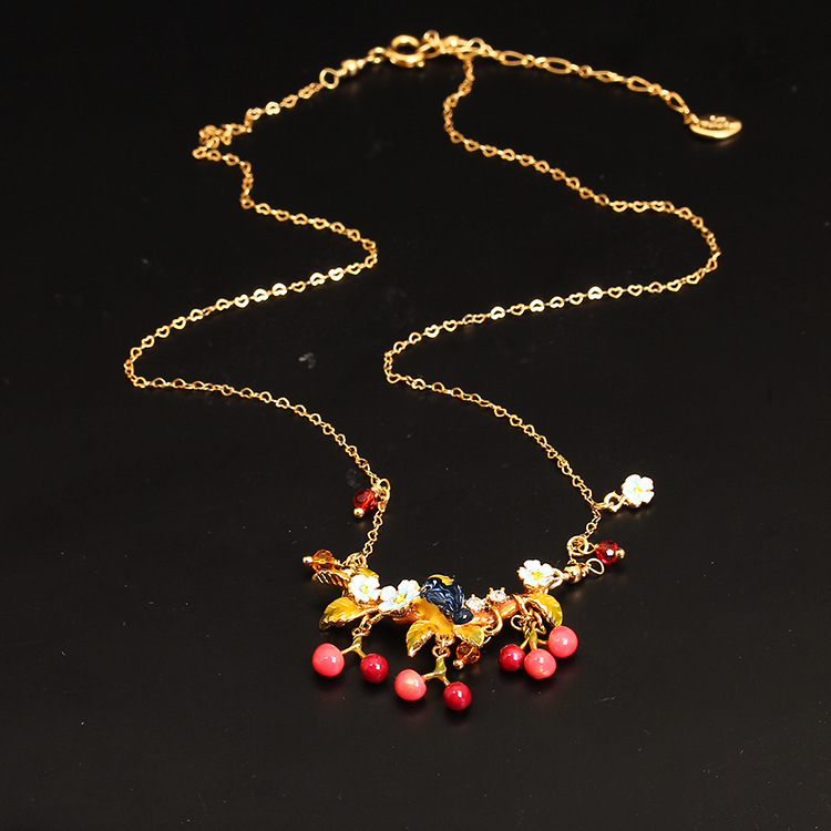 Fruit Series Orange Zircon Short Chain Necklace