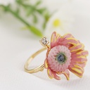 Hand Enamel Glaze Chrysanthemum Plated Really Gold Ring