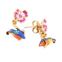 Blossom Blue Bird Enamel Earrings Jewelry Stud Earrings