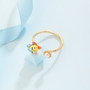 Hand Painted Enamel Artificial Pearls Cute Fish Ring Adjustable Size