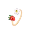 Hand Painted Enamel Australian Romantic Autumn Red Zircon Peal Ring