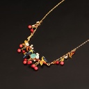 Hand Painted Enamel Flower Bird Necklace Jewelry