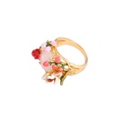 Hand Painted Enamel Flower Set Diamond Ring