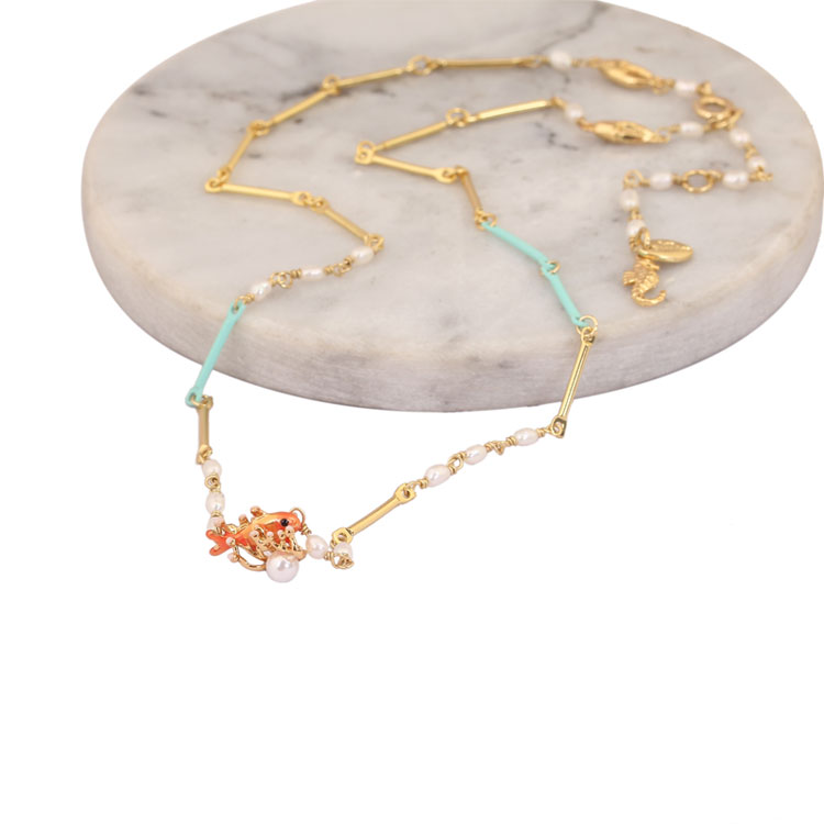Hand Enamel Glaze Cherry Orchard Oriole Crystal Bird Necklace Gilded Women Fashion Jewelry