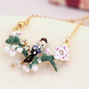 Hand Painted Enamel Artificial Pearls Cute Fish Ring Adjustable Size