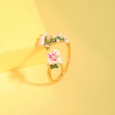 Hand Painted Enamel Artificial Pearls Cute Fish Ring Adjustable Size