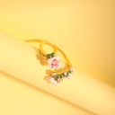Hand Painted Enamel Australian Romantic Autumn Red Zircon Peal Ring