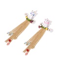 Bird Flower Long Tassel Enamel Earrings Jewelry Stud Clip Earrings