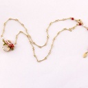 Hand Painted Enamel Glaze Gilded Flower Natural Freshwater Pearl Pendant Necklace