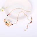 Hand Painted Enamel Glaze Extraterrestrial Marine Organism Shell Pearl Coral Short Necklace