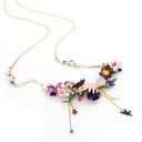 Hand Painted Enamel Glaze Bell Orchid Sapphire Necklace