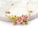 Hand Painted Enamel Glaze Flower Natural Pearl Pendant Necklace
