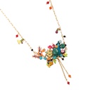 Hand Painted Enamel Glaze Flower Tassel Pendant Short Necklace
