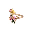 Hand Painted Enamel Glaze Fresh Lily Flower Ring Adjustable Size