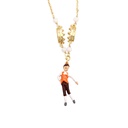 Hand Painted Enamel Glaze Cute Cats Bamboo Chain Necklace