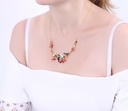 Birds On Cherry Branch Enamel Necklace