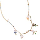 Hand Painted Enamel Glaze Cute Cats Bamboo Chain Necklace