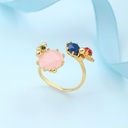 Hand Painted Enamel Glaze Ladybug Diamond Ring Adjustable Size