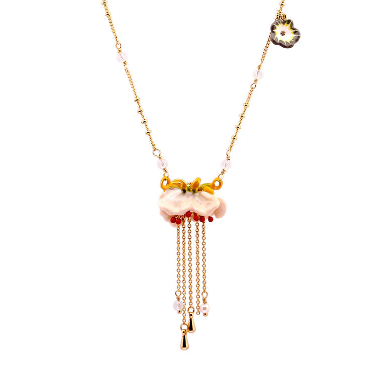 Hand Painted Enamel Glaze Horse Natural Pearl Necklace