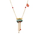 Hand Painted Enamel Glaze Horse Natural Pearl Necklace