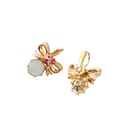 Black Fresh Flower Asymmetry 925 Silver Stud Earrings
