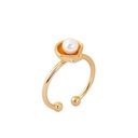 Hand Painted Enamel Glaze Natural Pearl Ring Adjustable Size