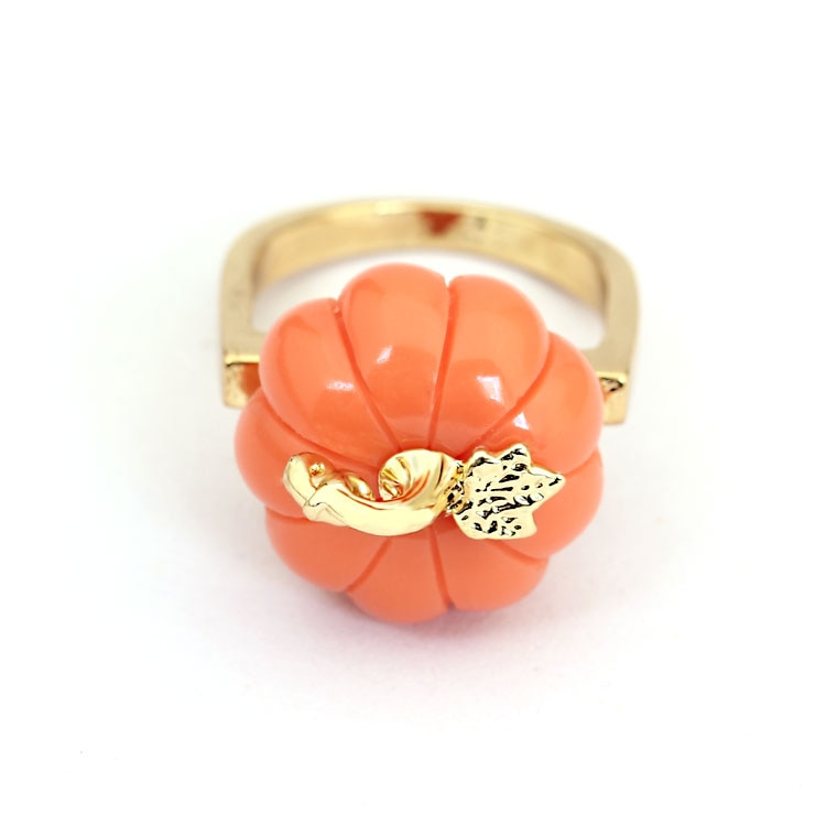 Hand Painted Enamel Glaze Orange Color Pumpkin Ring