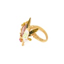 Hand Painted Enamel Glaze Pink Crystal Angel Wings Flower Fairy Ring Adjustable Size