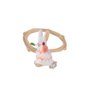 Hand Painted Enamel Glaze Small White Rabbit Crystal Three-Pieces Ring Set