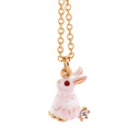 Hand Painted Enamel Glaze Pink /Yellow Bird Pendant Necklace