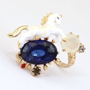 Hand Painted Enamel Glaze Unicorn Zodiac Blue Cristal Gilded Ring