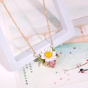 Hand Painted Enamel Glaze Pink Petals Pendant Necklace
