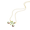 Hand Painted Enamel Glaze Purple Peony Flower Zircon Necklace
