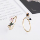 Hand Painted Enamel Glaze SnowWolf Square Red Crystal Prong Setting Ring