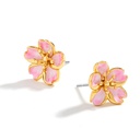 Hand Painted Enamel Glazed Cherry Blossoms Flower Earrings 925 Silver Needle