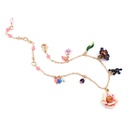 Hand Painted Enamel Glazed Flower Pendant Tassel Bracelet 18K Gold Plated Copper