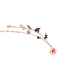 Hand Painted Enamel Glazed Flower Pendant Tassel Bracelet 18K Gold Plated Copper