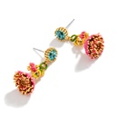Hand Painted Enamel Glazed Cherry Blossoms Flower Tassel Earrings 925 Silver Needle
