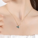 Hand Painted Enamel Glaze Zircon Green Branch Flower Pendant Necklace