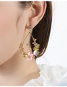 Hand Painted Enamel Glazed Asymmetric Cherry Blossoms Flower Natural Pearl Hook Earrings