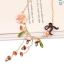 Pink Flower And Pearl Enamel Necklace