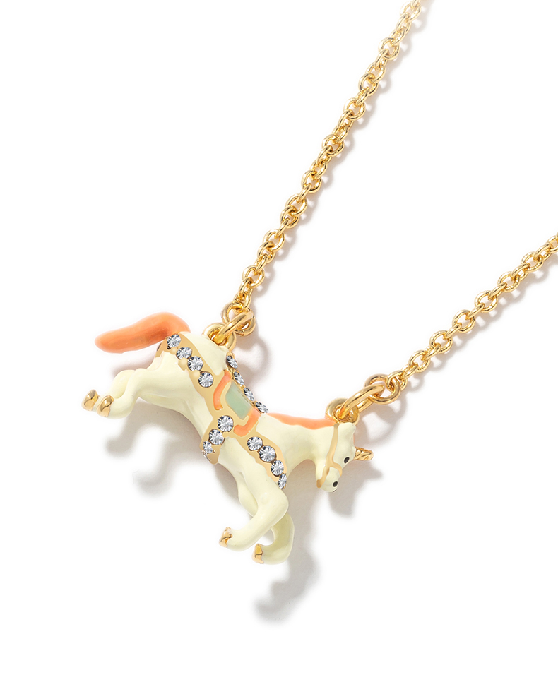 Unicorn Horse With Crystal Enamel Pendant Necklace