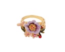 Hand Painted Enamel Glazed Cute White Kitten Gemstone Ring 18K Gold Plated Copper