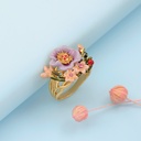 Hand Painted Enamel Glazed Cherry Blossoms Flower Natural Pearl Earrings