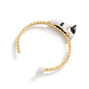 White and Black Puppy Dog Enamel Bangle Bracelet