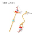 Hand Painted Enamel Glazed Heart Tassel Earrings Gold Plated Copper